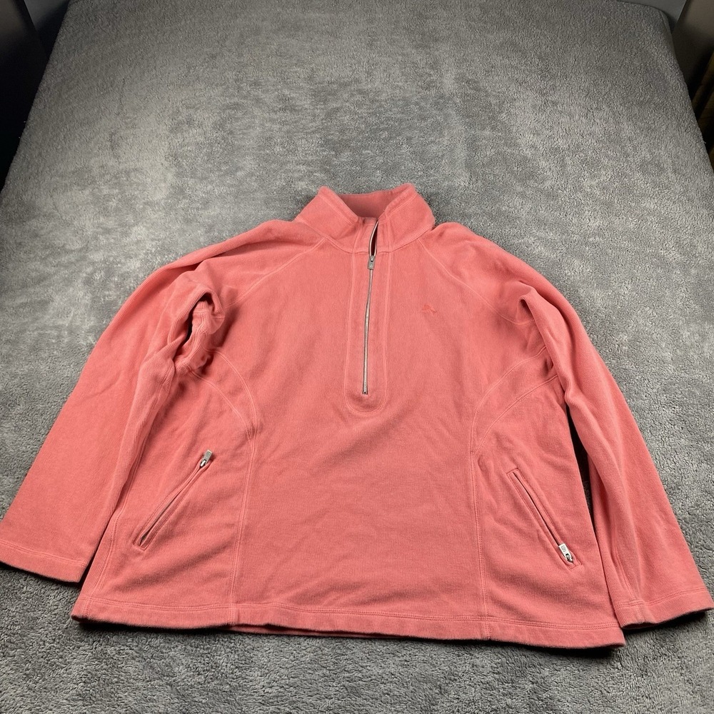 Columbia Fleece‎ Quarter Zip Pullover Jacket Womens XL Orange Peach Long Sleeve